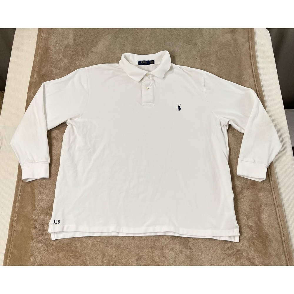Polo Ralph Lauren polo Shirt Men's size 2XB Big & Tall White pique Long Sleeve